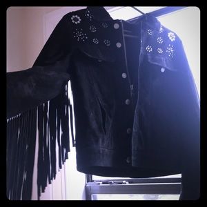 Zadig and Voltaire black suede jacket w/ fringe
